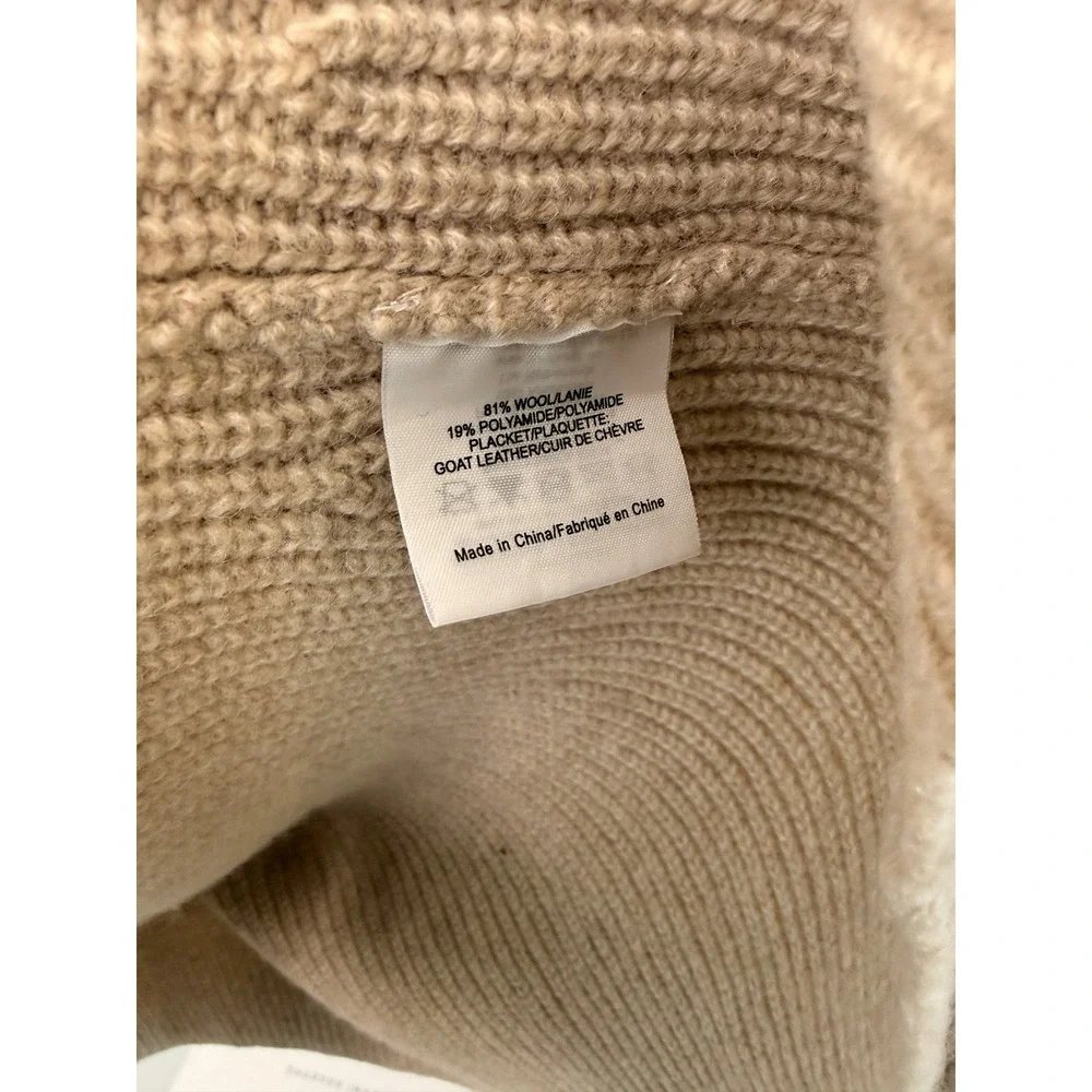 Tory Burch Rory Sweater Coat Tan Beige Cable Knit Classy Cardigan Coat Small